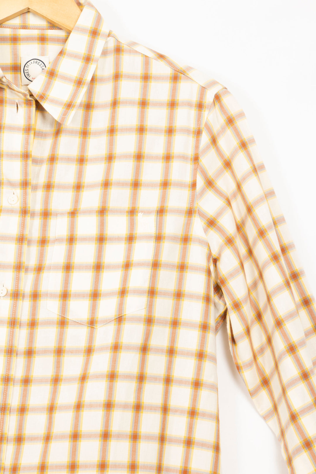 Beiges Hemd mit braunen Karos – 36