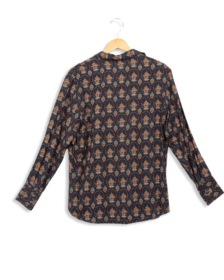 Navy blue shirt with Multicolor patterns - 36
