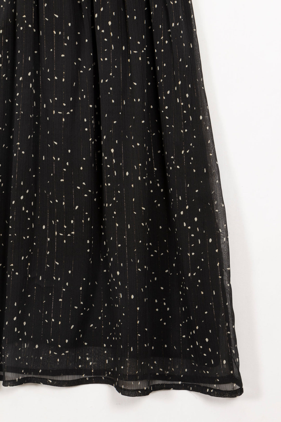 Black midi dress with white polka dots - 42