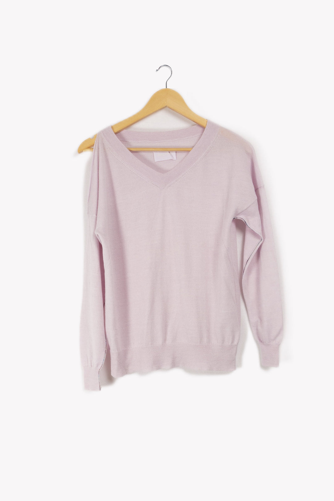 Pull rose col en V