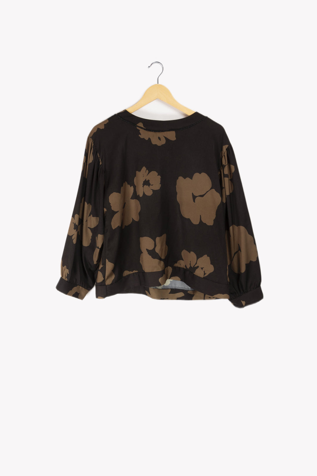 Black blouse with mustard floral pattern - 40
