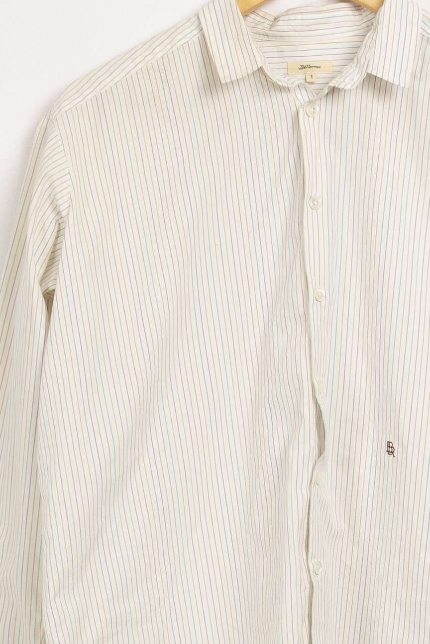 Weißes Hemd mit feinen bunten Streifen – T1