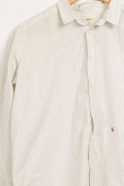 Chemise blanche à fines rayures multicolores - T1