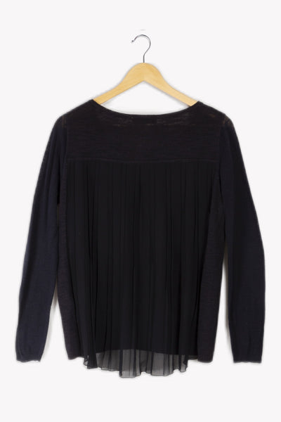 Pull noir col rond - T1