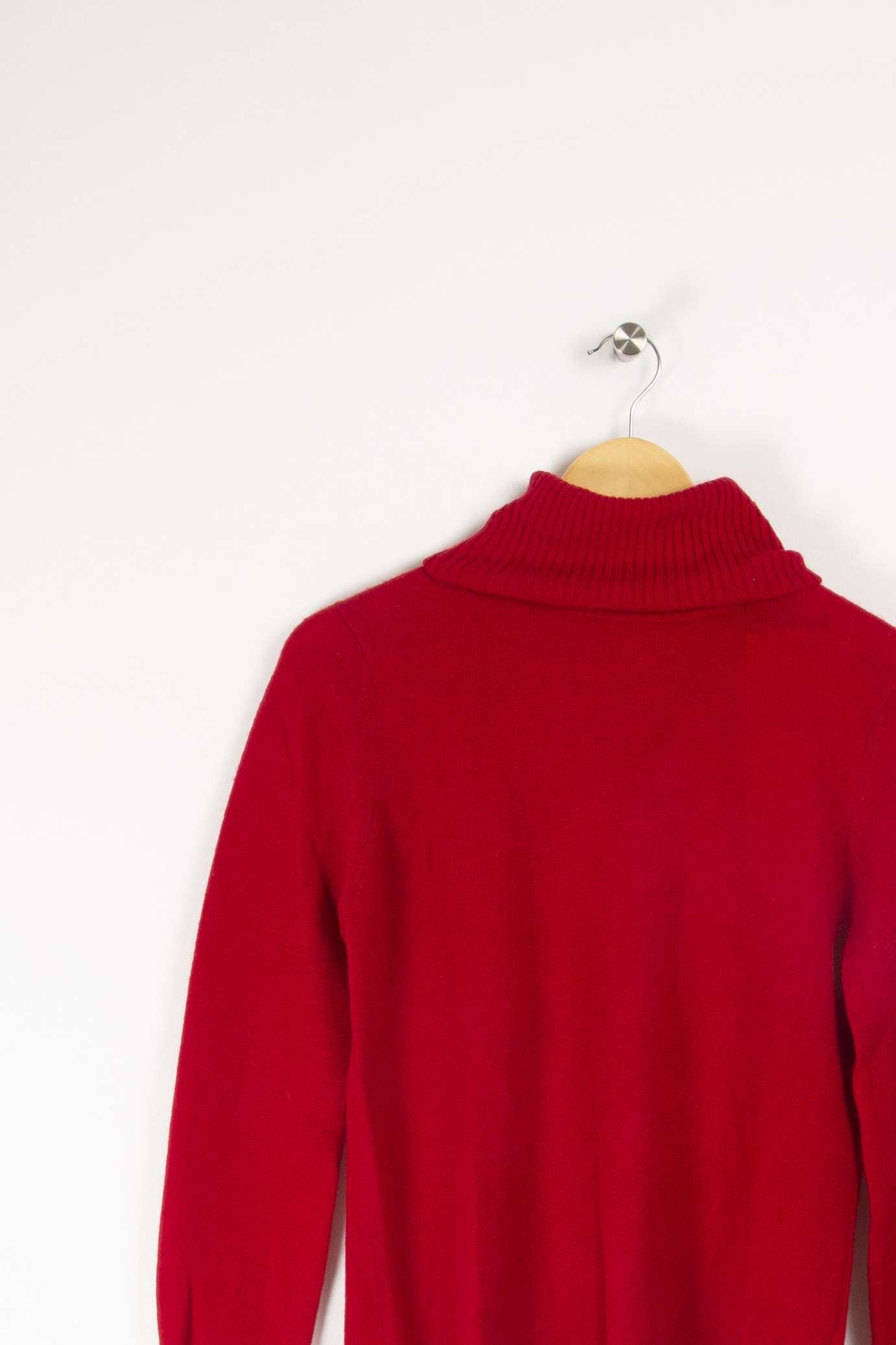 Pull col roulé rouge - S