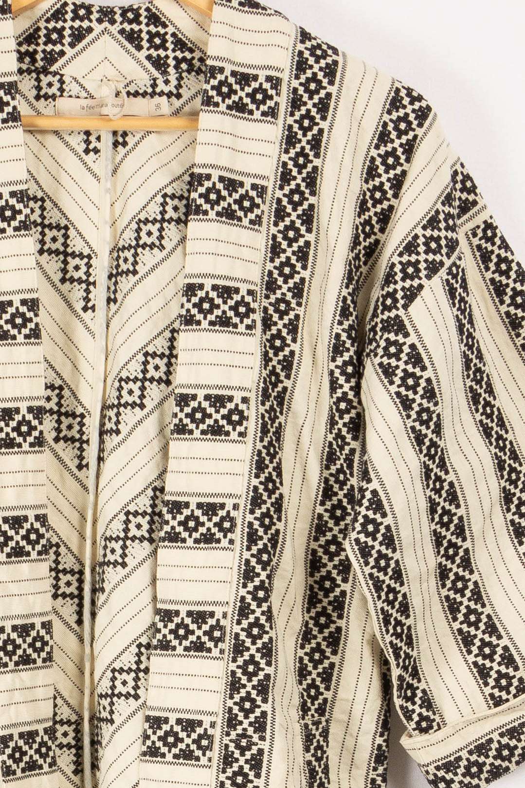 Beige patterned kimono jacket - 36