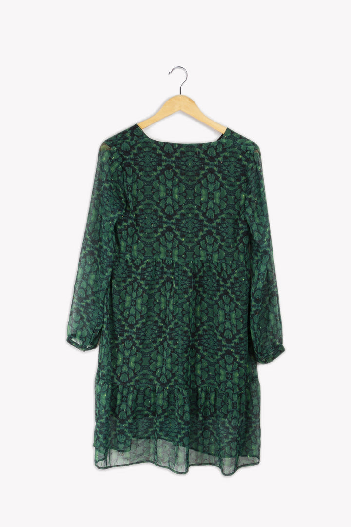 Kurzes Kleid aus bedrucktem Polyester-Voile mit Batikmuster – S/36