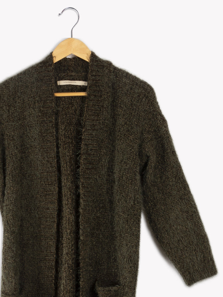 Mid-length chenille knit cardigan - XS/34